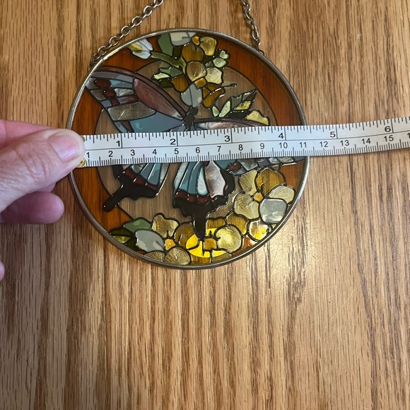 Hand painted Butterfly  Circle suncatcher by Joan Baker - Picture 8 of 9